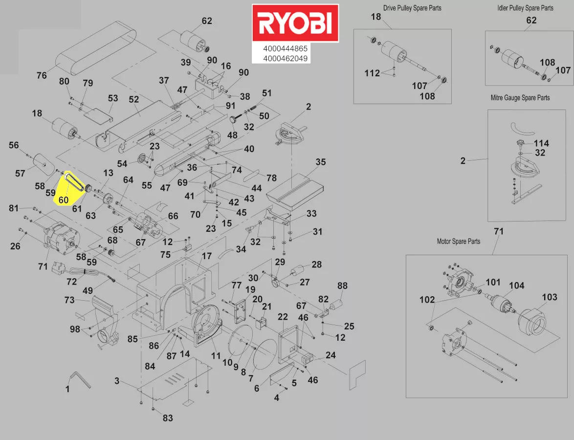 Courroie réf. 5131037595 ponceuse Ryobi
